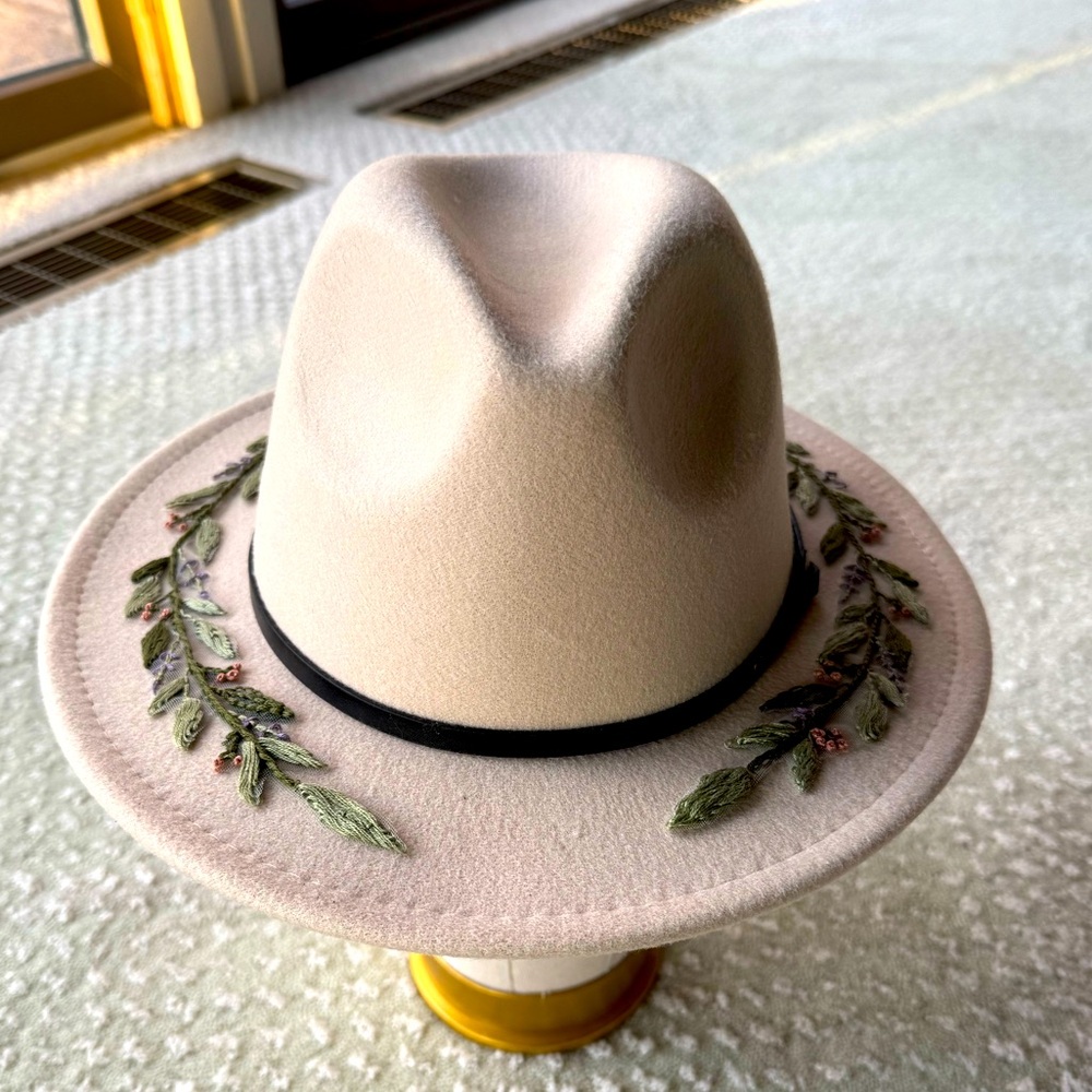 Handmade/ hand embroidered wool hat for women